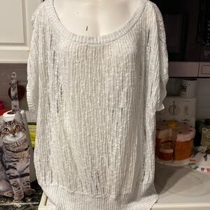 A womens Lane Bryant solid white cap sleeve plus size sweater size 2X